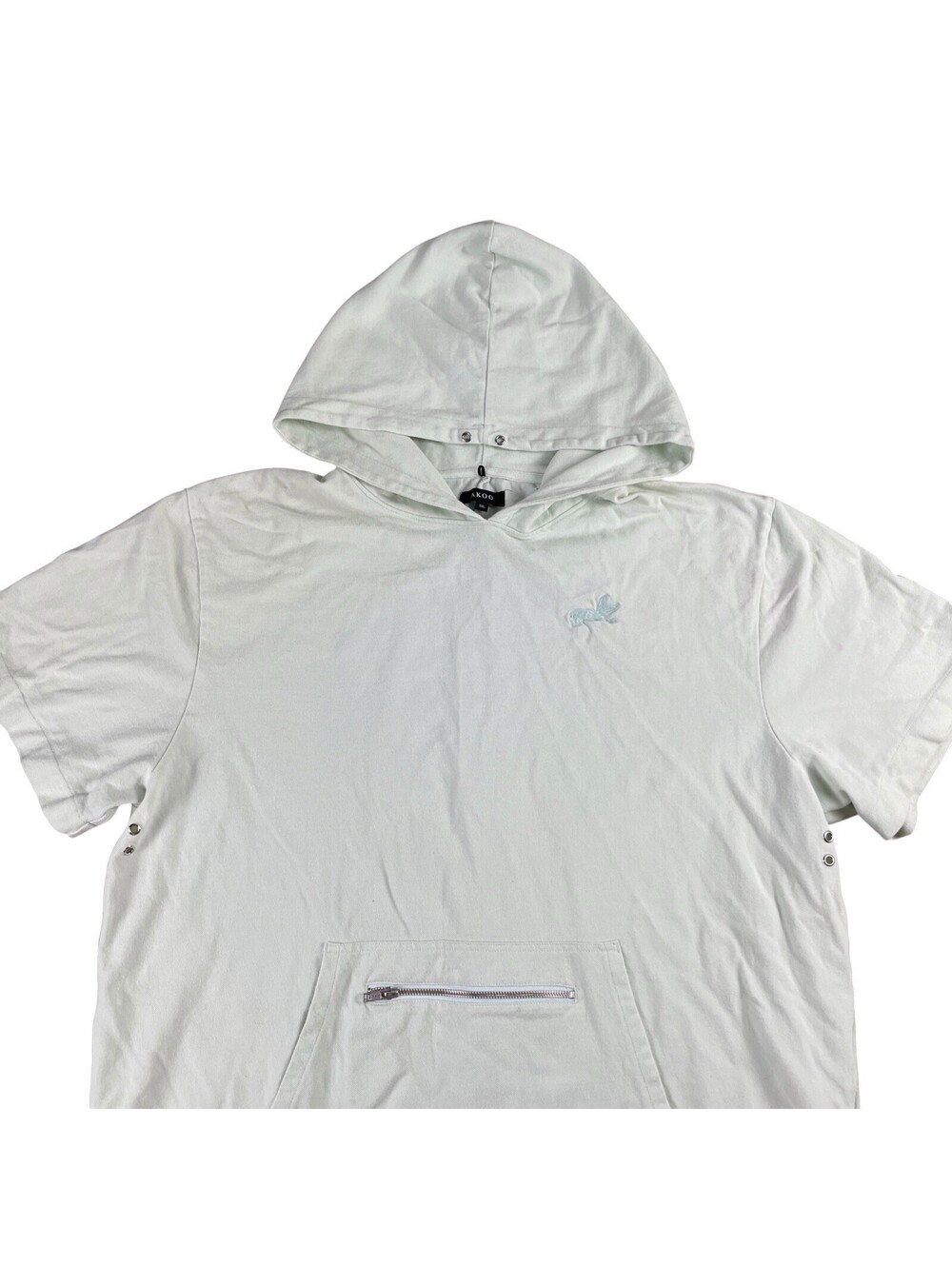 Akoo Short Sleeve Canvas Hoodie Pullover Light Mint Green Streetwear Men's 3XL